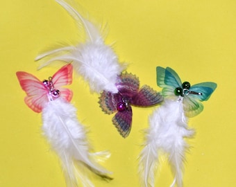 Butterfly Feather Wand Refills-Interactive Teaser Replacement with Bell, 3-Piece Set