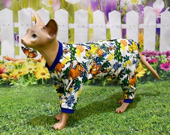 Cat Pajama – Cartoon Lion Print, Cotton Recovery Suit with Zipper Back
