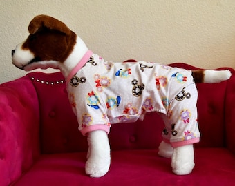 Dog Pajamas Female Cut, Donnat Print, Dog Jumpsuit, Made in USA