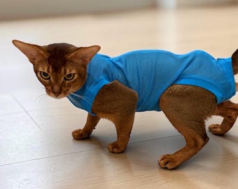 Washable Cat Diaper, Cat Stud Suit with Elastic Neck & Tail Opening – Allows Litter Box Use