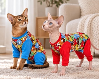 Kattenpyjama – Katoenen herstelpak met ritssluiting aan de achterkant