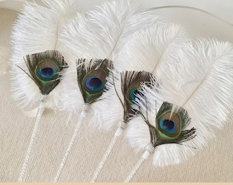 Peacock Feather Wand for Cats, Interactive Teaser Toy with Bell, 18” Long