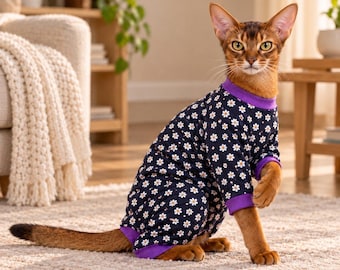 Kattenpyjama XL – Katoenen herstelpak met ritssluiting aan de achterkant