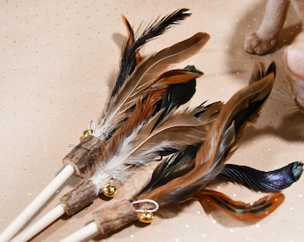 Cat Wand Toy with Feather and Bell, 22” Long