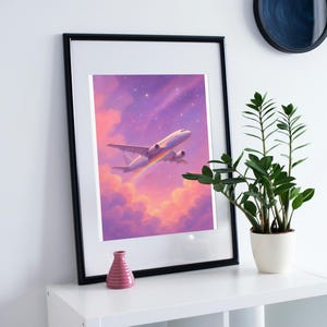 Whimsical Airplane Nursery Art: Pastel Rainbow Cloud Print (Digital Download)