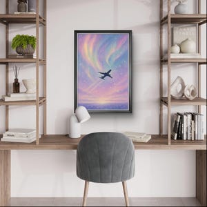 Dreamy Airplane Print: Pastel Sky Aviation Art (Digital Download)