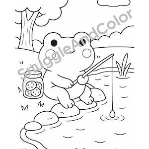 Kawaii Frog Coloring Page | Cute Animal Printable | Instant Download Coloring Sheet for Kids & Adults