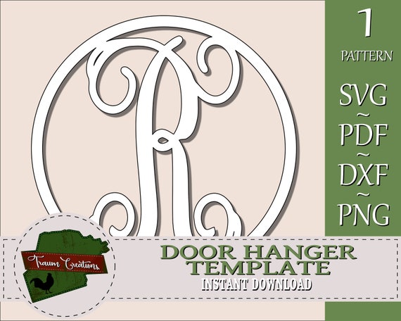 Letter R Monogrammed Wood Door Hanger Template Block Poster Etsy