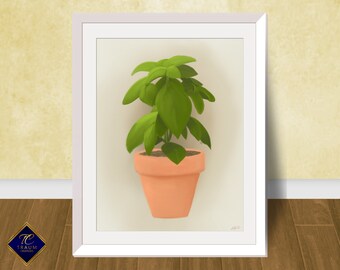 Watercolor Basil Botanical Wall Art Printable Instant Download Housewarming Gift