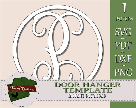 Download Letter P Monogrammed Wood Door Hanger Template Block Poster Etsy