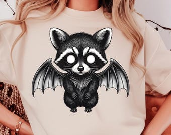 Mapache vampiro murciélago PNG: Clipart de Halloween espeluznante