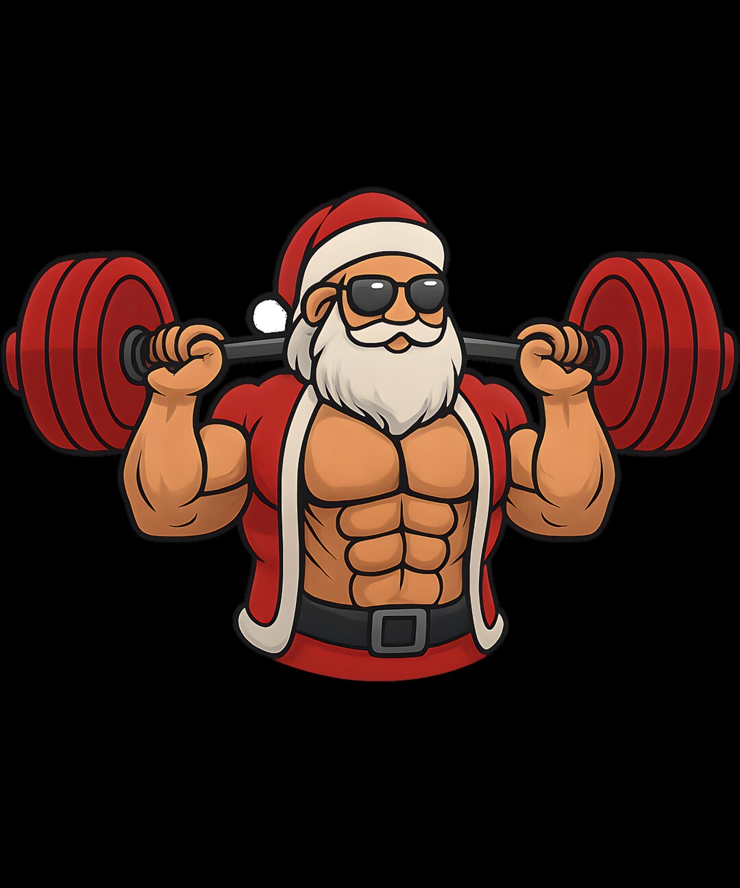 Muscle Santa PNG • Fitness Christmas Clipart • Bodybuilder Santa ...