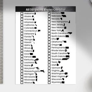 50 States Travel Checklist – US Road Trip Bucket List Printable | USA Travel Map & Tracker | Digital Download