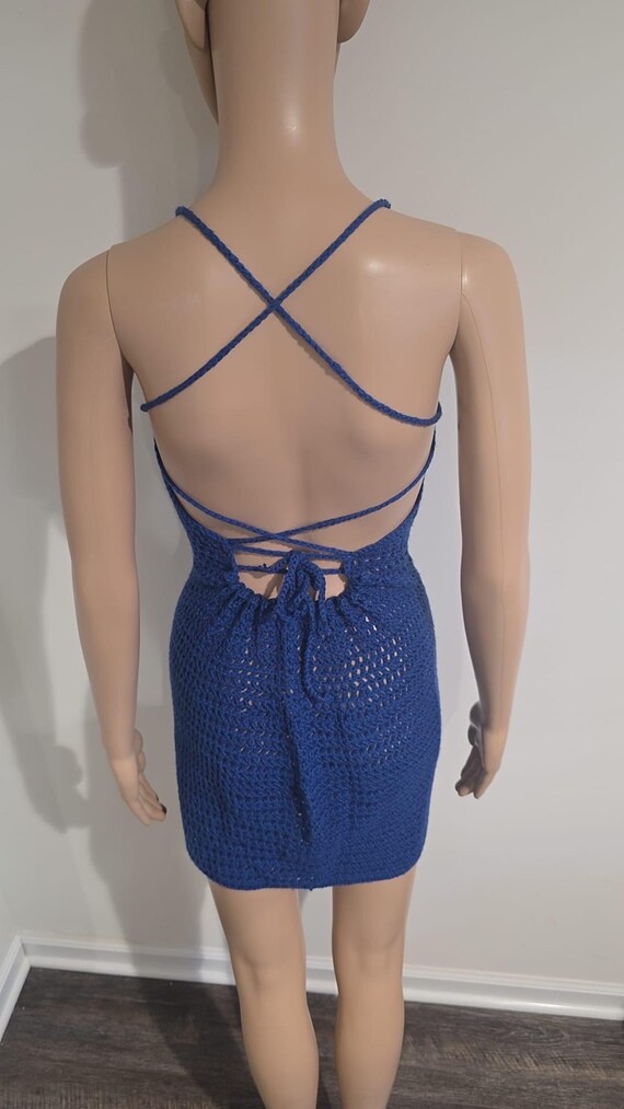 crochet low back mini dress Toya Sleeveless Open Back Tie Crochet Mini Dress White MEDIUM