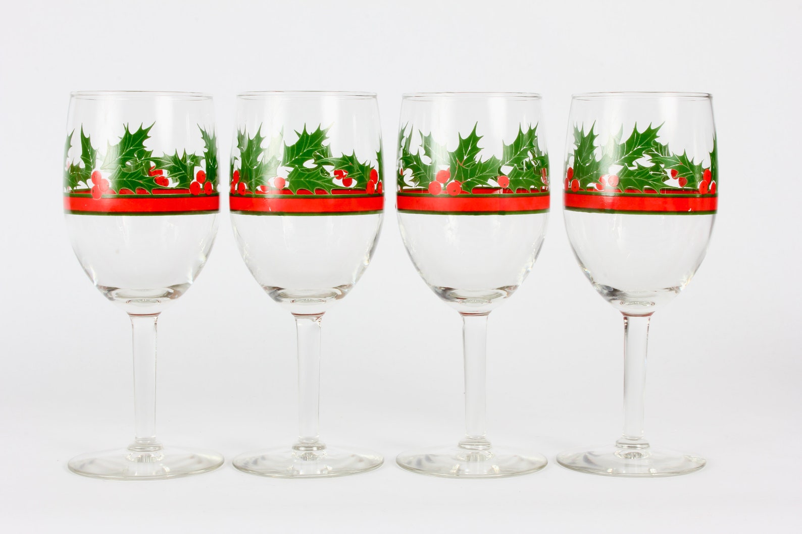 Vintage Libbey Christmas Wine Glasses Wine Glassware Home Etsy