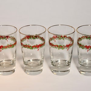 Highball Glassware, Tumblers, Vintage Glassware, Christmas Glassware, Libbey Glassware, Vintage, Glassware, Barware, Water Glasses, Set of 4 image 2