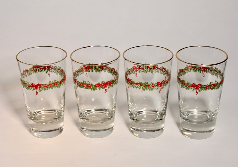 Highball Glassware, Tumblers, Vintage Glassware, Christmas Glassware, Libbey Glassware, Vintage, Glassware, Barware, Water Glasses, Set of 4 image 2