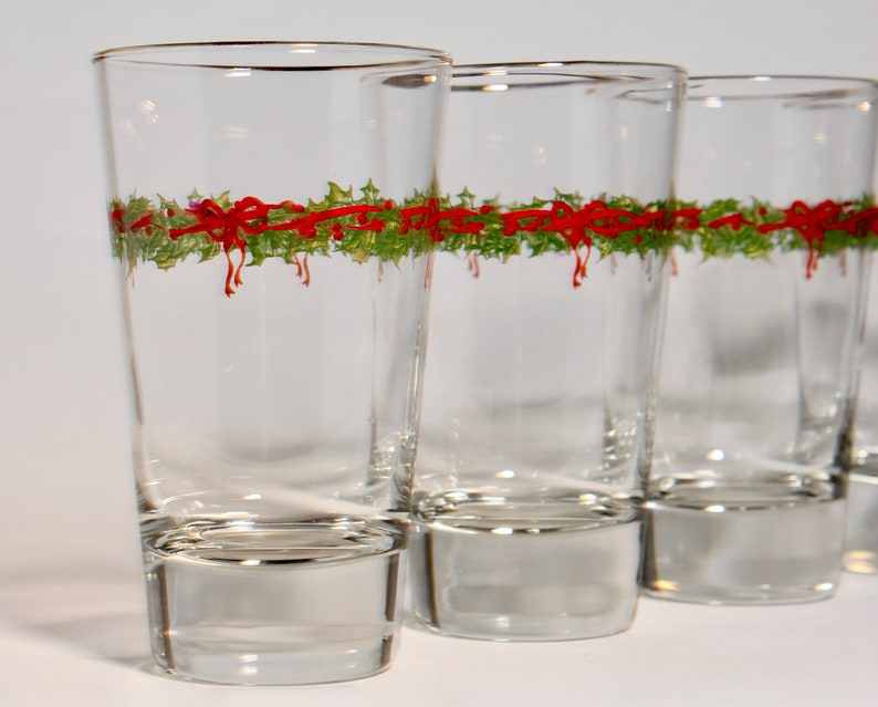 Highball Glassware, Tumblers, Vintage Glassware, Christmas Glassware, Libbey Glassware, Vintage, Glassware, Barware, Water Glasses, Set of 4 image 6