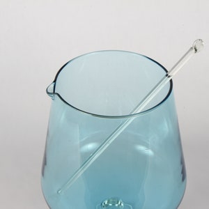 Vintage Blue Glass Pitcher with Stirrer image 6