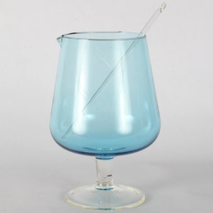 Vintage Blue Glass Pitcher with Stirrer image 5