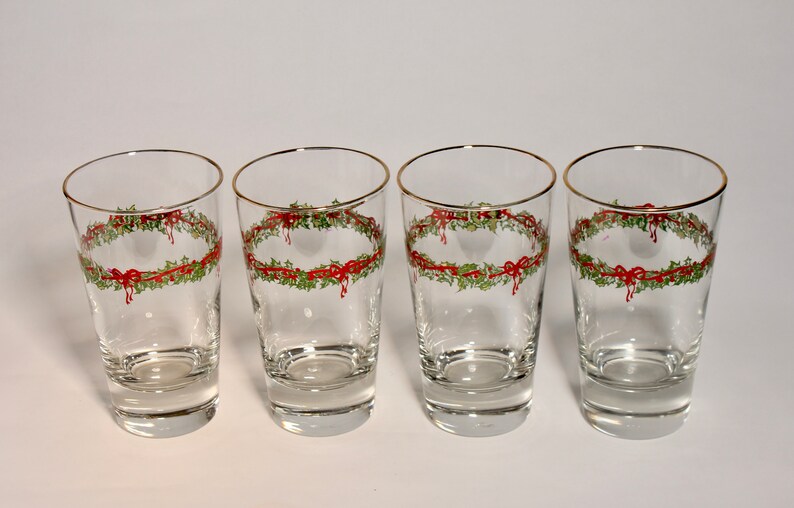 Highball Glassware, Tumblers, Vintage Glassware, Christmas Glassware, Libbey Glassware, Vintage, Glassware, Barware, Water Glasses, Set of 4 image 4