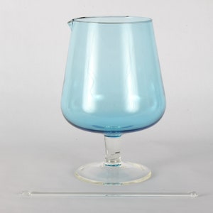 Vintage Blue Glass Pitcher with Stirrer image 10