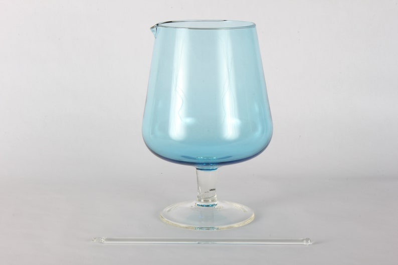 Vintage Blue Glass Pitcher with Stirrer image 10