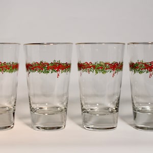 Highball Glassware, Tumblers, Vintage Glassware, Christmas Glassware, Libbey Glassware, Vintage, Glassware, Barware, Water Glasses, Set of 4 image 1