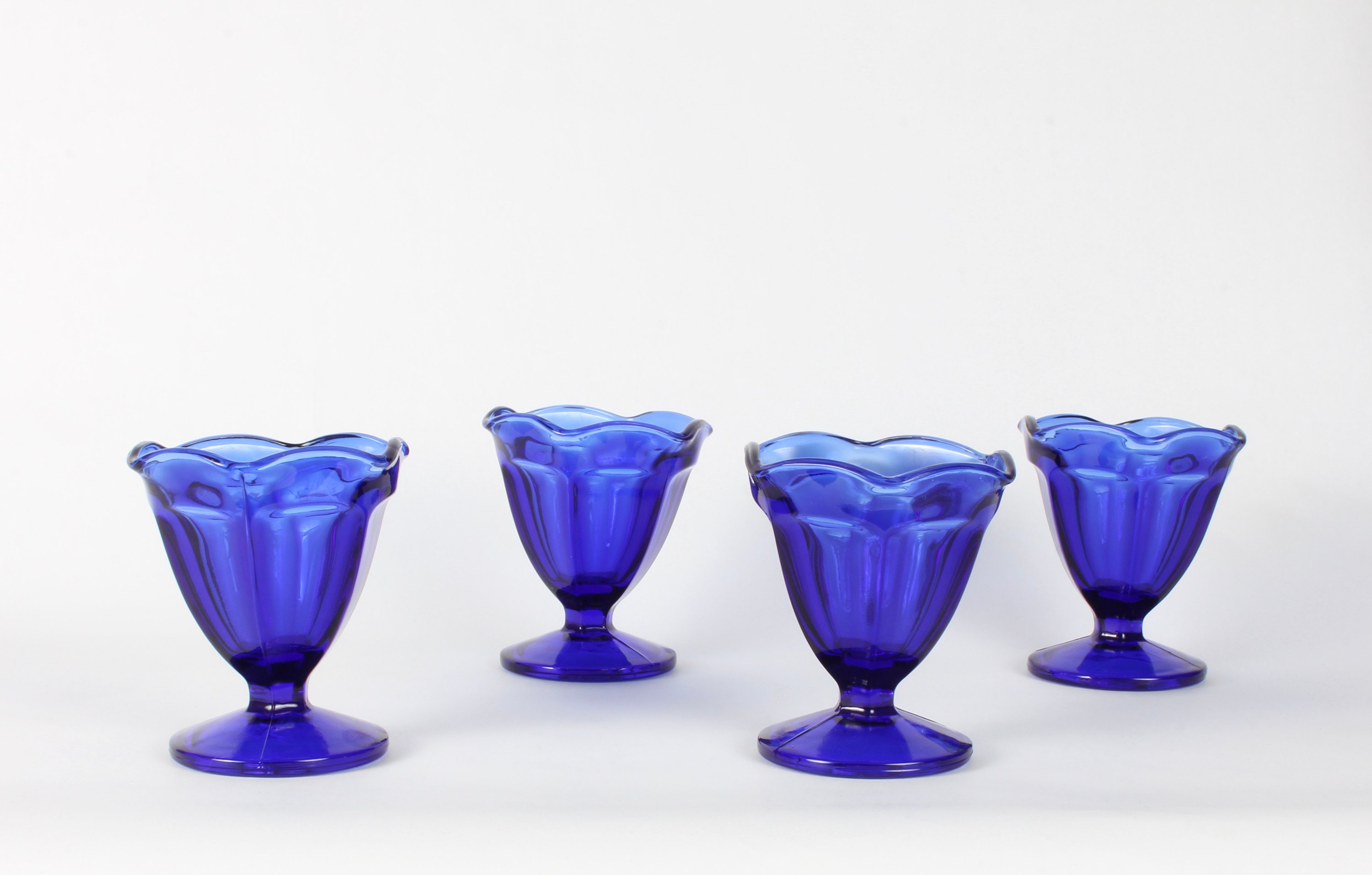Anchor Hocking, Cobalt Blue, Soda, Ice Cream, Footed Glasses