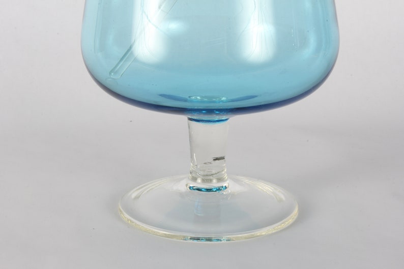 Vintage Blue Glass Pitcher with Stirrer image 4