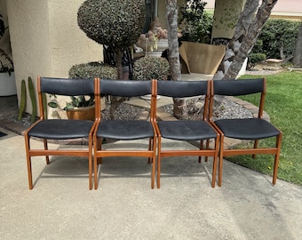 Vintage Mid Century Danish Modern Dining Chair by Erik Buch for O.D. Møbler set of 4