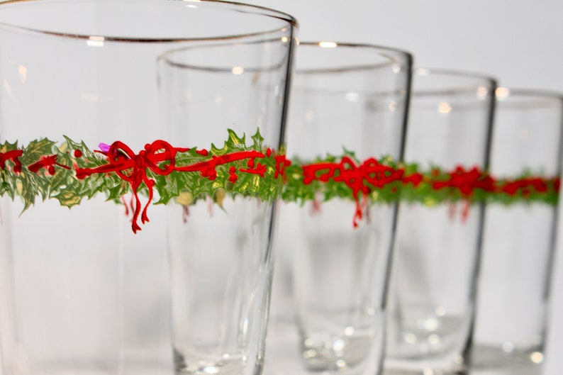 Highball Glassware, Tumblers, Vintage Glassware, Christmas Glassware, Libbey Glassware, Vintage, Glassware, Barware, Water Glasses, Set of 4 image 7
