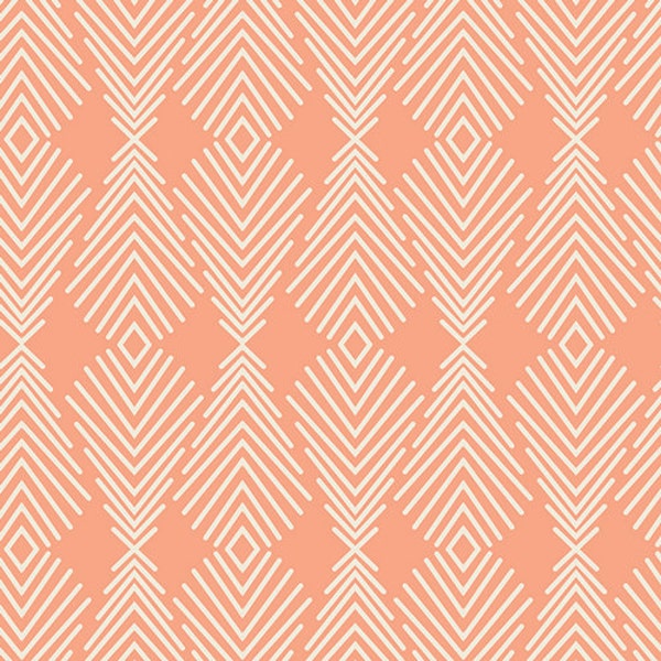 1 Yard Plumage in Apricot, Quilting Cotton, Winged by Bonnie Christine, Art Gallery Fabrics