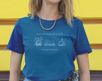 Homeschool mama T-shirt design ~ Digital png file for sublimation ~ books nature coffee
