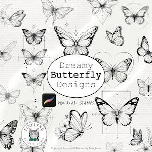 Procreate Butterfly Stamps | Tattoo Flash Brushes | Procreate Butterfly Brush | Butterfly Tattoo Flash | Butterflie Designs | Tattoo Brushes
