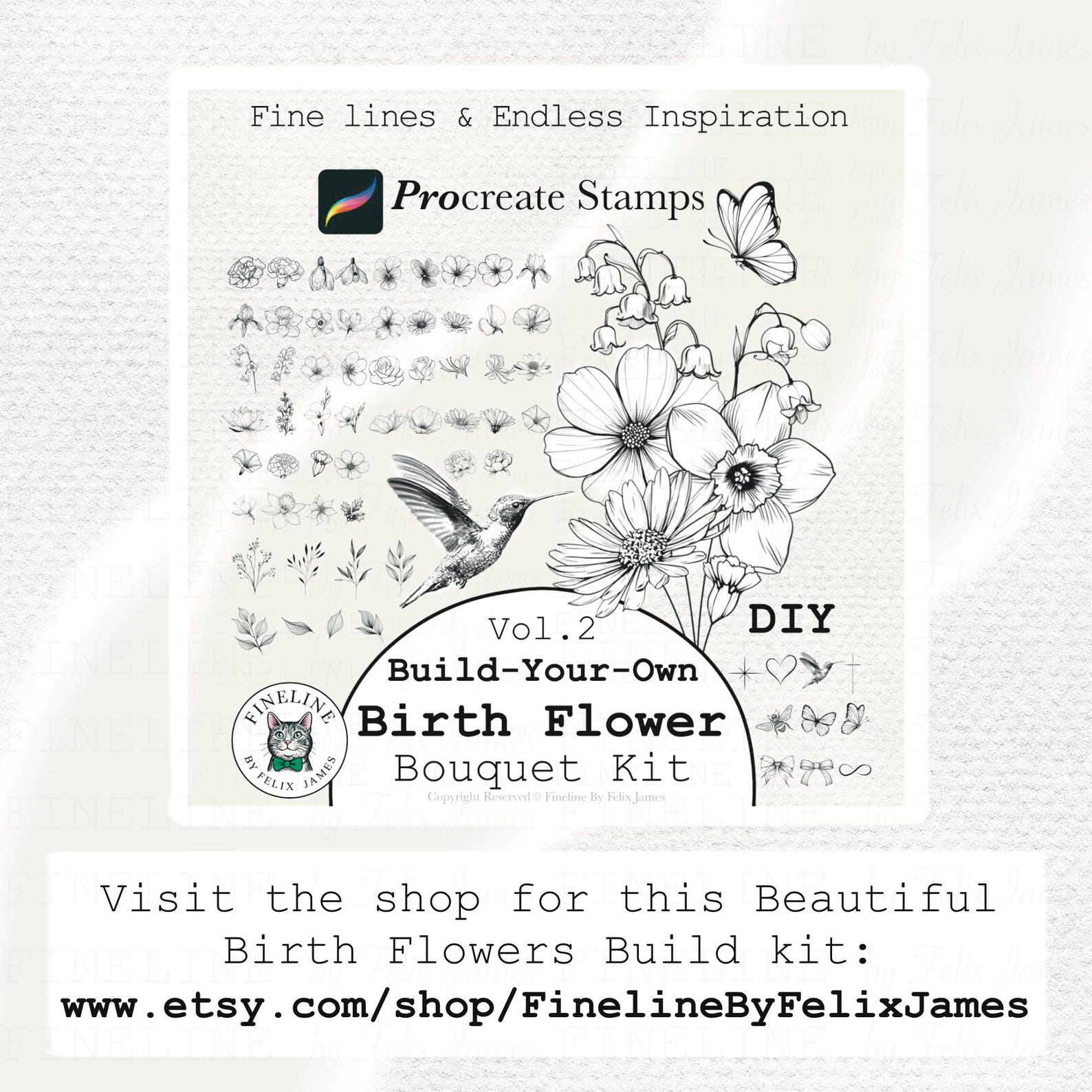 Birth Flower Bouquet Procreate Stamps | Floral Tattoo Designs (digital ...