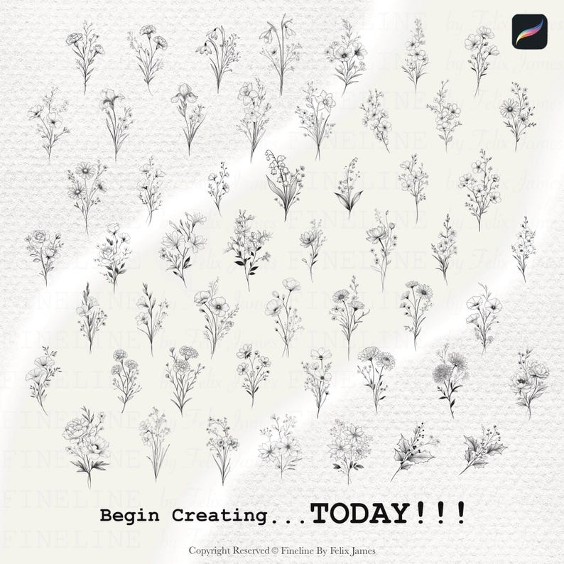 Birth Flower Bouquet Procreate Stamps | Floral Tattoo Designs (digital ...