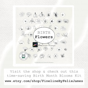 Birth Flower Bouquet Procreate Stamps | Floral Tattoo Designs (digital ...