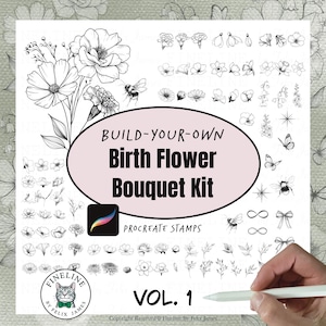 DIY Birth Flower Kit for Procreate Vol. 1 | Fineline Floral Stamp Designs