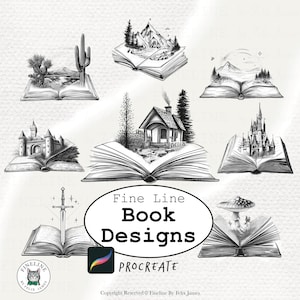 Book Tattoo Stencils for Procreate | Fineline Designs (Digital Download)