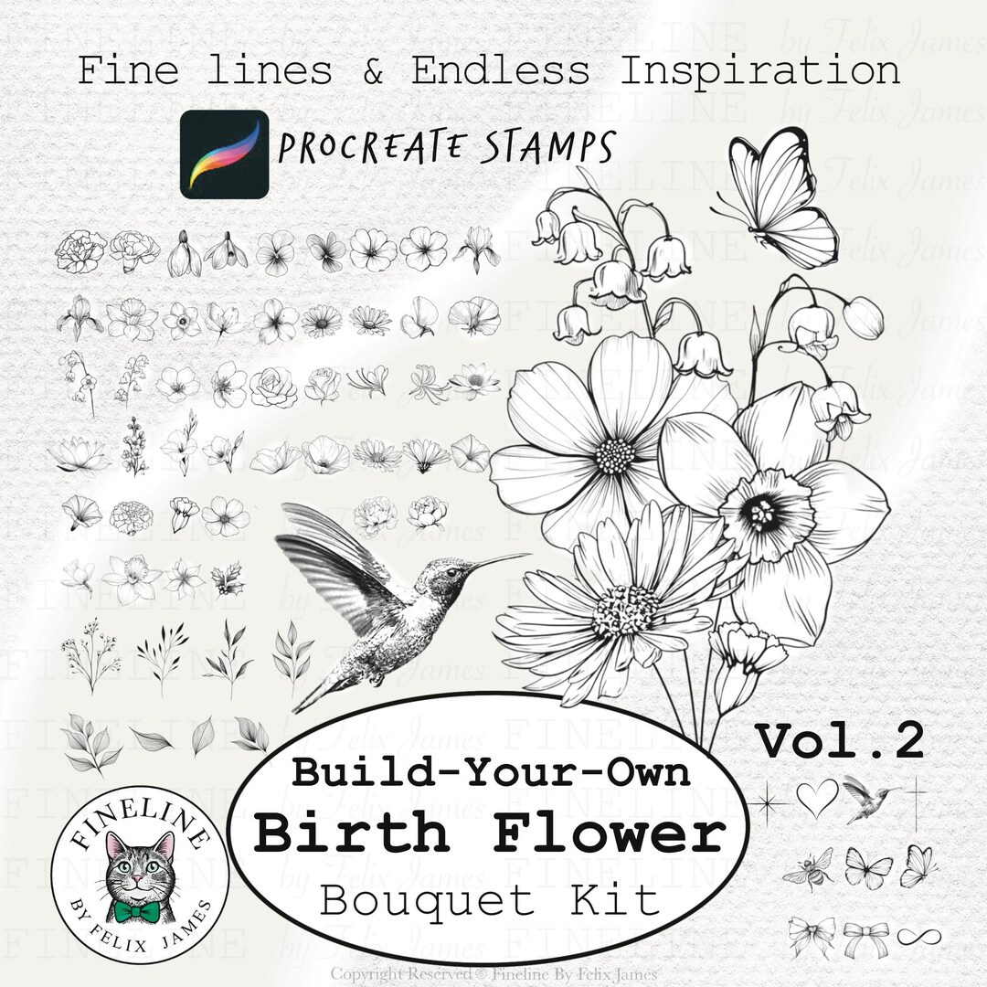 Birth Flower Procreate Stamps | DIY Bouquet Kit (digital Download) - Etsy