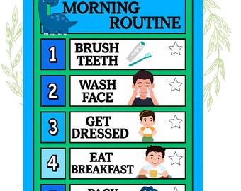 ADHD Morning Routine Chart | Printable Daily Routine | Visual Schedule | PDF Digital Download