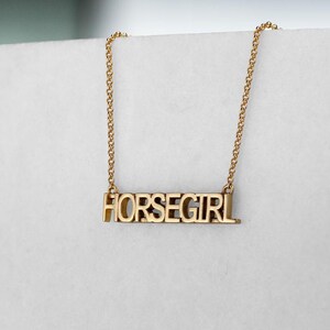 Pferd Mädchen - Reiter Halskette Anhänger Gold