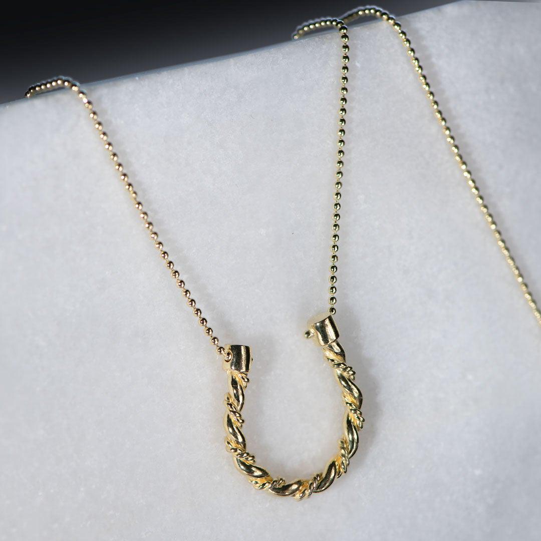 Lariat - Rope Twist Horseshoe Necklace in Gold - Etsy