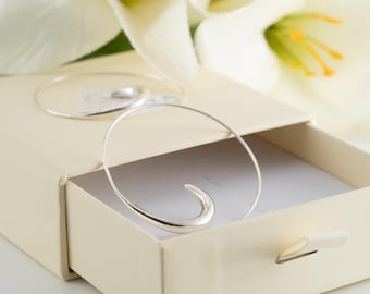 Sterling Silver Modern Swirl Hoop Earrings – One of a Kind Statement Earrings