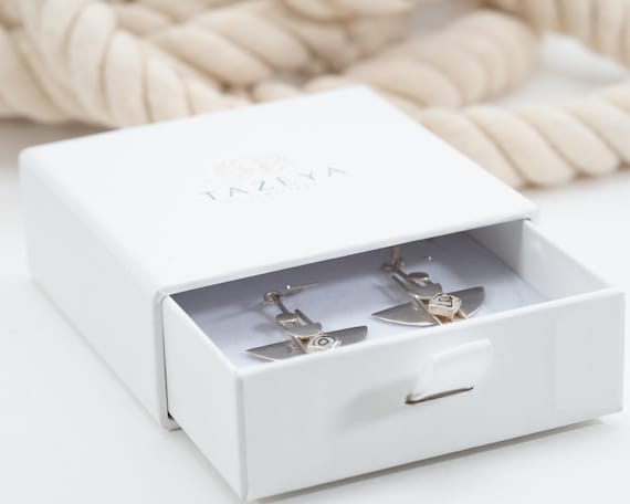 Sterling Silver Abalone Geometric Dangle Earrings… - image 5