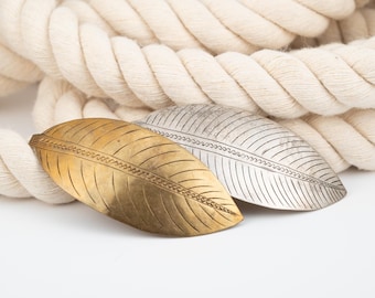 Vintage Leaf Brooch Pin – Gold or Silver Finished Leaf Pin with Optional Dangles