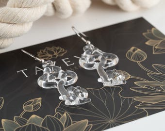 Handblown Glass Key Earrings | Clear Glass Skeleton Key Dangles