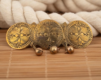 Vintage Tin Brooch – Silver or Gold Finish | Western Floral Concho Style Pin