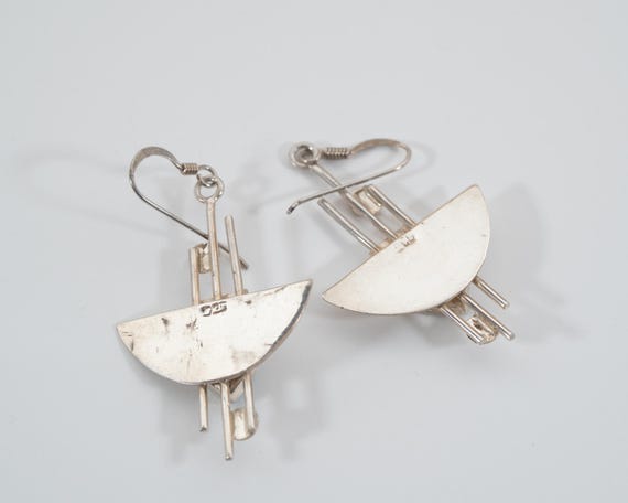 Geometric Turquoise & Silver Statement Earrings –… - image 5